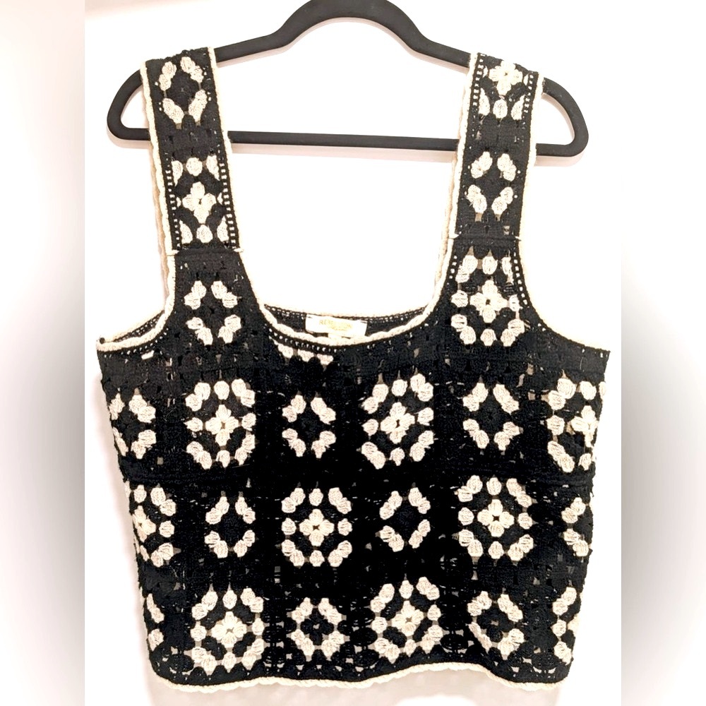 Rebellion Black and Cream Crochet Top